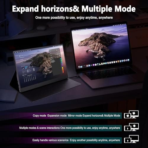 QiMeng 15.6-inch Portable Laptop Monitor, FHD 1920 * 1080 Resolution, Equipped with USB Type-C and HDMI interfaces, Supports HDR, with Smart Cover, Built-in Speakers (Size & Style, Size & Style) 5