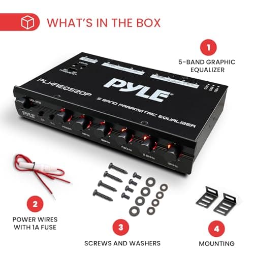 Pyle Parametric Equalizer with Subwoofer - 5 Volt RMS Pre-Amp Output with Subwoofer Gain Control, and 2 Input Sources Selectable, Red & Green Light Illumination Selector 5