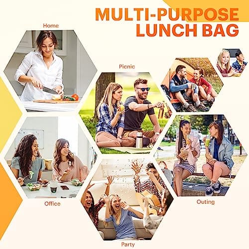 Lunch Bag for Women & Men Adult Insulated Lunch Box, Small Leakproof Cooler Food Lunch Containers Reusable High Capacity Lunch Tote Bags for Work, Travel, Outdoor (Grey) 7