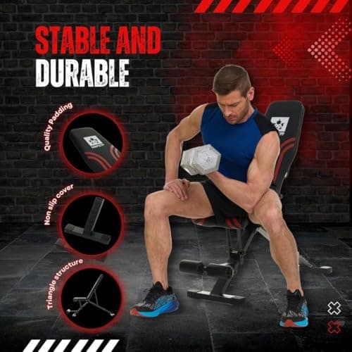 Adjustable Weight Bench - Professional Grade Fitness Equipment for Full Body Workout. Larger Size, Heavy-Duty Steel Construction, 8-Position Backrest, Foldable Design, Ready to Use 8