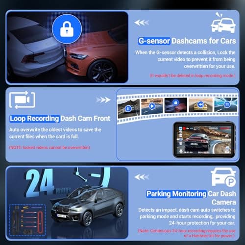 Dash Cam, Dash Camera for Cars 1080P FHD Dashcam DVR Car Camera Dash Cam Front W/ 32GB Card,Night Vision,170°Wide Angle 3”IPS Screen Dash Camera Loop Recording G-Sensor Motion Detection Parking Mode 5