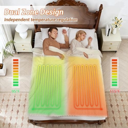 GarveeHome Heated Blanket Electric Blanket King Size 90 in x100 in, w/Dual Control,10 Heating Levels & 10 Hours Auto Shut Off, Cozy Soft Fleece Fast Heating Blankets Gift, Machine Washable,Beige 3