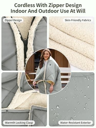 VOFUOTI MAX Heated Blanket Battery Operated, 20000mAh, Wearable Heating Throw Blanket Shawl, Heating Pad for Shoulder and Neck, 3 Heating Levels, up to 7.5 Hours 6