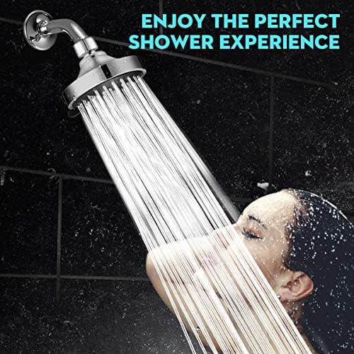 WarmSpray High Pressure Shower Head 5 Settings Fixed Showerhead 4 Inch High Flow Bathroom Showerhead with Adjustable Brass Ball Joint for Luxury Shower Experience Even at Low Water Pressure 6