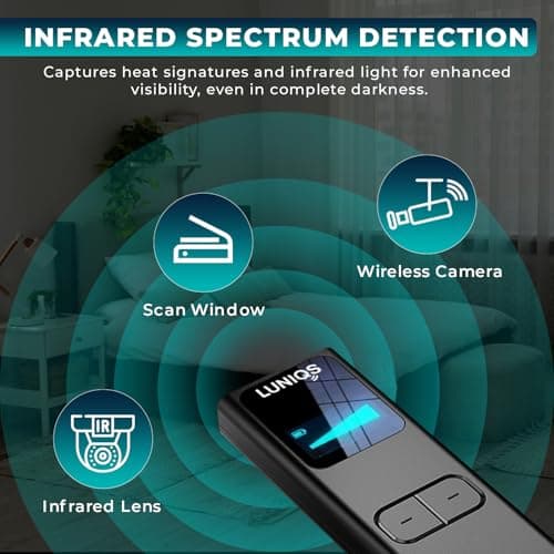 LUNİQS Hidden Camera Detectors -2026- Hidden Bug and Camera Detector & Spy Camera Finder, GPS Tracker Detector, RF Detector & Bug Detector (Laser + LCD Screen) for Travel, Home & Office Security 5
