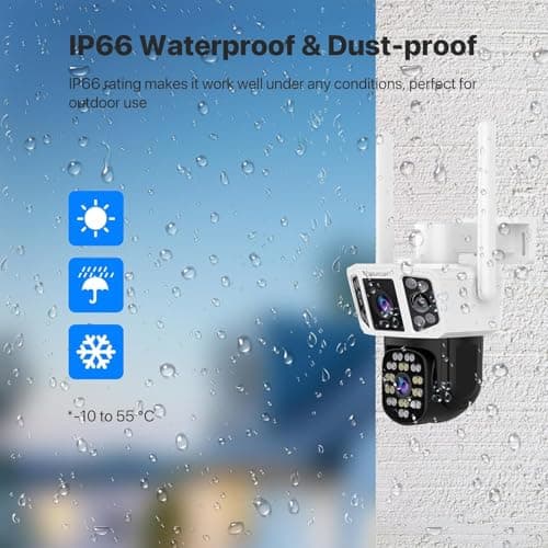 VSTARCAM Outdoor Security Camera Wireless, 2K Dual-Lens with 3-Way Display, 360° View, Color Night Vision, PIR Motion Detection, Spotlight Siren Alarm, 2-Way Talk, IP66 Weatherproof, Cloud/SD Storage 7