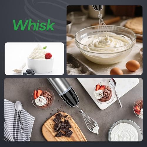 FRESKO Immersion Blender Handheld, 4-in-1 Stainless Steel Hand Electric Stick Mixer with 12-Speeds & Turbo Mode, Powerful 500W Emulsion Blender with Beaker, Chopper & Whisk 5