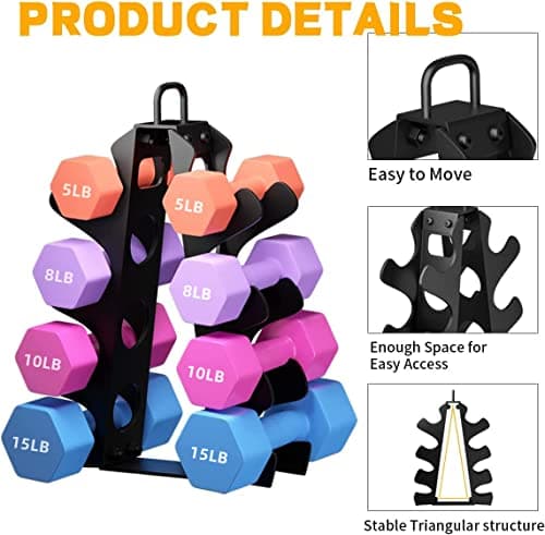 3-Tier | 4-Tier Dumbbell Rack for Dumbbells , A-Frame Weight Stand Only, Compact Space-Saving Design for Home Gym, Heavy-Duty Alloy Steel Organization Rack (Dumbbells Not Included) 7