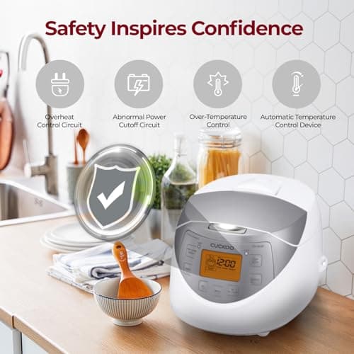 CUCKOO Micom Rice Cooker 6 Cup Uncooked / 12 Cup Cooked, Korean Fuzzy Logic Rice Cooker with Delay Timer & Keep Warm Setting, Versatile Food Steamer with Non-Stick Inner Pot, Silver (CR-0632F) 3