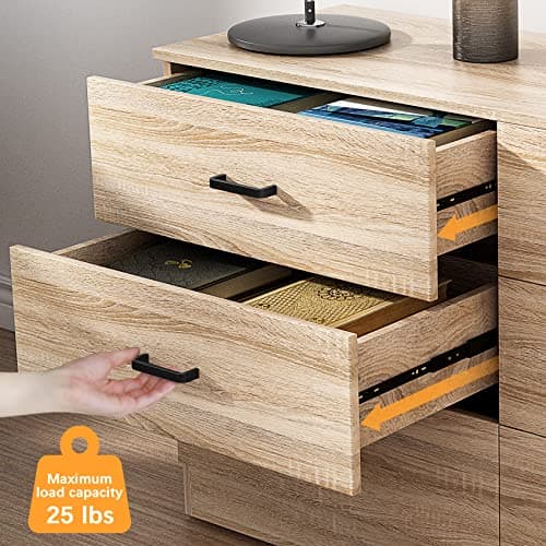 Bigbiglife Dresser for Bedroom, 6 Drawer Double Dresser, Modern Chest of Drawers with Deep Drawers, TV Stand Large Storage Organizer for Living Room, Closet (Light Oak) 6