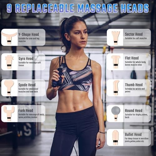 cotsoco Massage Gun Deep Tissue, Muscle Massage Gun with 9 Attachment Heads 20 Speeds & Silent Brushless Motor for Pain Relief, Handheld Percussion Back Massager Gun for Athletes(Pink) 5