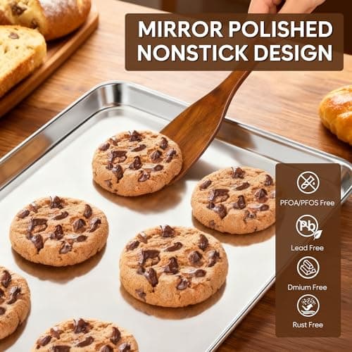 Stainless Steel Cookie Sheets Set of 3, 9/12/16 Inch Non Stick and Heavy Duty and Easy Clean 3
