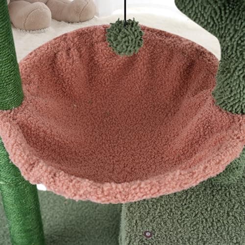 AIWIKIDE 37.4" Cactus Cat Tree Tower with Twin Cat Condos for Indoor Cats, All-in-One Activity Center with Cat Scratching Post Cozy Sleeping Perch Hammock and Toy Balls,Green … 5