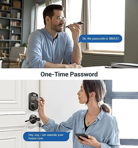 Veise Fingerprint Door Lock with 2 Lever Handles - Keyless Entry Door Lock, Electronic Keypad Deadbolt, Digital Smart Code & Front Handle Sets, Auto-Locking, Easy Installation, Matte Black 8