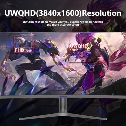 Sealan 38inch Curved Ultrawide Gaming Monitor,4K144Hz,UWQHD(3840 x 1600p) R2500 Frameless,DCI-P3, 99% sRGB, 1ms Response Time, Eyecare ，FreeSync,HDMI2.0(TMDS) x2,DP1.4 x2 7