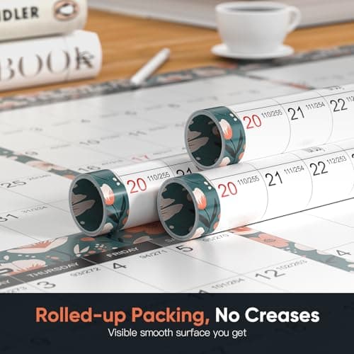 32" x 48" 2025 Wall Calendar - Rolled Packing - 12 Month Yearly Planner - Wet & Dry Erase Monthly Erasable Calendar January to December Vertical/Horizontal, Erasable & Reusable 6