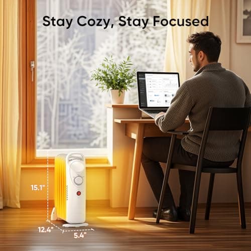Air Choice 700W Small Oil Heater for Indoor Use, Portable Oil Radiator Heater, Overheat Protection, Silent Operation, Adjustable Thermostat, 2 Heat Settings, Compact Electric Heating for Office Desk 7