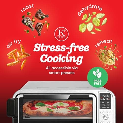 Kitchen Elite 8 in 1 Digital Toaster Oven Air Fryer Combo with Touch Panel and 12 Inch Pizza Capacity, Stainless Steel, Silver 5