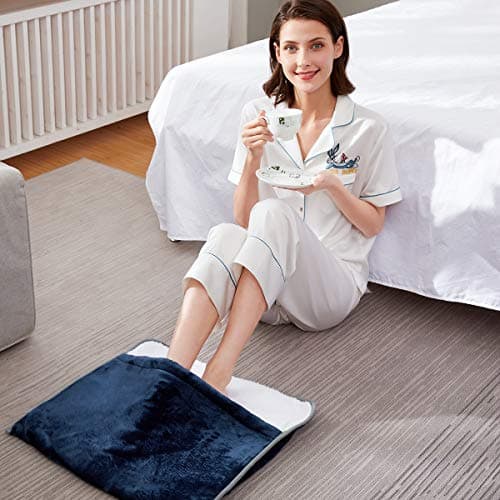 Foot Warmer Electric, Heating Pad King Size Ultra Soft Flannel, Extra Large for Bed, Abdomen, Feet, Back, Cramp, Office/Home Under Desk, 10ft Cord, Auto Off, 22" x 20" - Blue 7