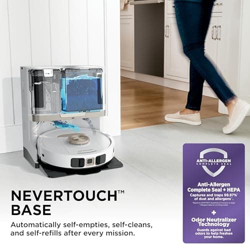 Shark Stratos 2-in-1 Robot Vacuum & Mop with 25+ Hands-Free Features & NeverTouch Self-Cleaning Base, Precision Mapping, Autolift Technology, HEPA Filtration, Edge Detect, AV2700ZE, White (Renewed) 5