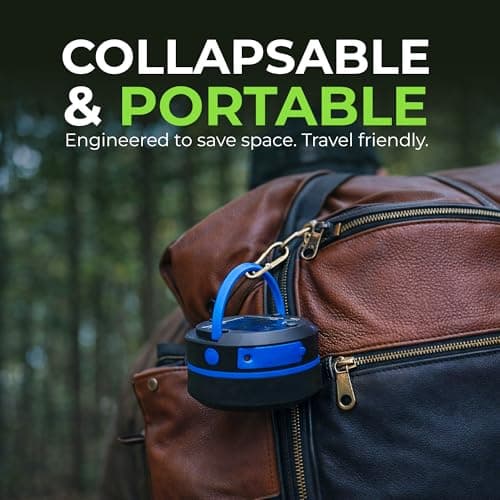 Kizen Outdoor Solar Lantern - Solar or Plug Rechargeable Lantern - Collapsible LED Light for Power Outages - Camping Essential Lamp for Tent Light, Hanging, or Flashlight 2