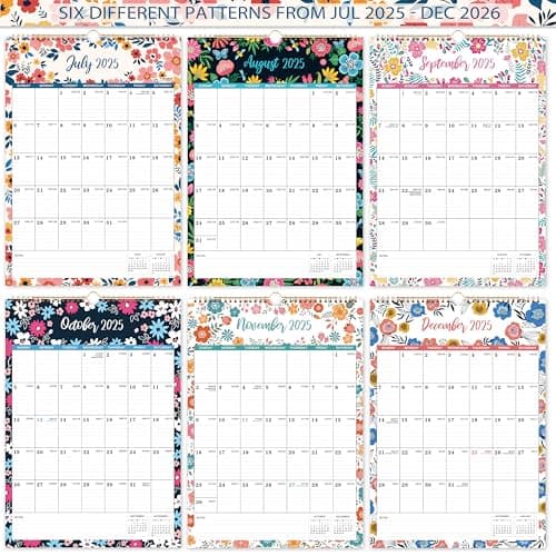 2025-2026 Wall Calendar - Jul 2025 - Dec 2026, 18 Months Hanging Monthly Calendar 2025-2026 Vertical, 17" x 12", Twin-Wire Binding, Julian Date, Large Block, Notes, Thick Paper, Perfect for Organizing 5
