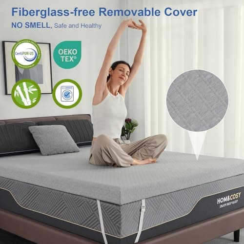 Extra Firm Mattress Topper Full, 3 Inch Memory Foam Mattress Topper Cooling Gel Bamboo Charcoal Bed Topper for Pain Relief, High Density Firm Mattress Pad with Removable Cover, CertiPUR-US Certified 6