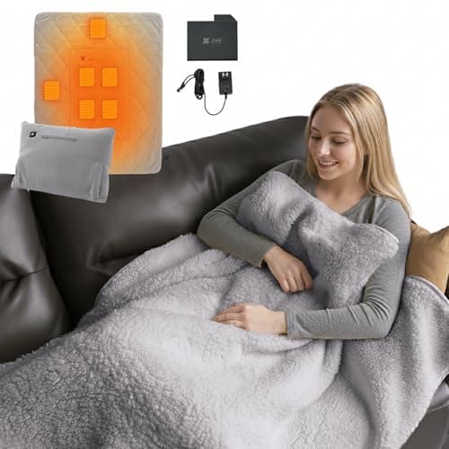 ZonLi Heated Blanket, Portable Battery Operated Blanket, 10000mAh Large 50"x60" Cordless Rechargeable Electric Throw for Adults, Camping, Car Travel & Home Use