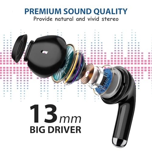 Wireless Earbuds for Samsung S25 S24 S26 Ultra S23 Fe, 5.3 Bluetooth Earphone Noise Isolating Ear Bud with Mic HiFi Stereo Wireless Headphone for iPhone 17 Air 16 15 Pro Max 14/Galaxy S22 A36/Pixel 10 5
