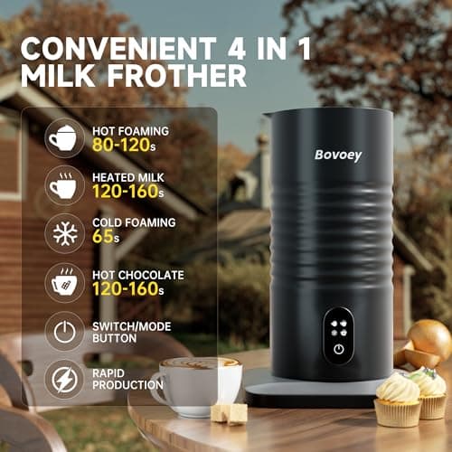 Electric Milk Frother Handheld Bundle,4 in 1 Automatic Milk Frother and Steamer Set,Cold Foam Maker Set for Hot Chocolate,Latte,Cappuccino and Macchiato (Black01) 6