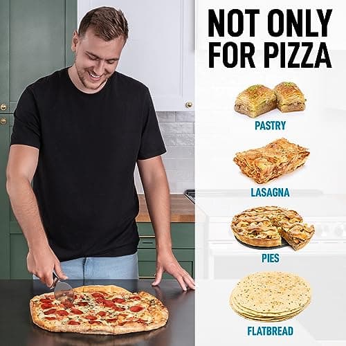 Zulay Kitchen Premium Pizza Cutter - Durable Stainless Steel Pizza Cutter Wheel - Easy-to-Clean, Easy-to-Use Pizza Slicer - Super Sharp with Non-Slip Handle - Dishwasher Safe Pizza Wheel (Black) 7