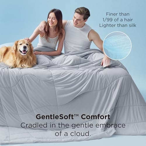 Bedsure Cooling Comforter Queen Size - Cooling Blankets for Hot Sleepers, Lightweight Comforter for Summer with Dual-Sided Cool Tech, Soft Breathable Cold Blanket for Sleeping, Grey, 88x88 Inches 5