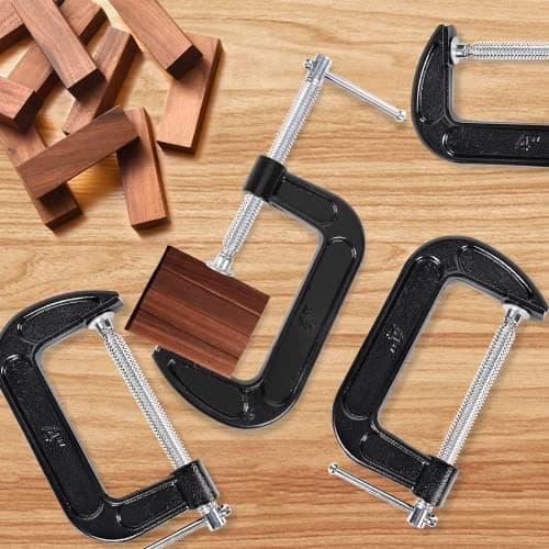 8 Pcs C Clamp 4 Inch Heavy Duty Steel C Clamp Set Cast Iron Frame Sliding T-Handle More Stability Massive Clamps for Woodworking, Welding, Building, Automotive Applications (Black) 6