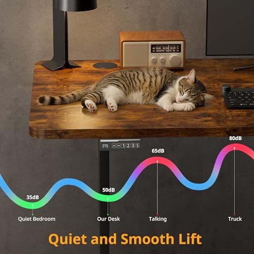 Simple Deluxe Electric Standing Desk, 24x40 Inches, Rustic Brown, Ergonomic Rising Computer Table with Memory Preset 5
