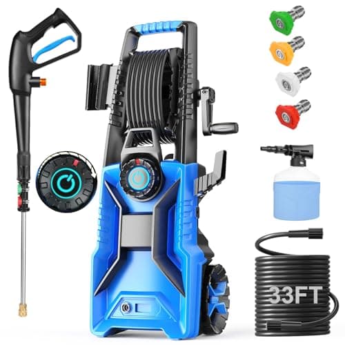 5000PSI Pressure Cleaner 4.0 GPM Adjustable Pressure,4.0 GPM Power Cleaner with Foam Cannon,4 Nozzles,33FT Hose and 500ml Soap Bottle for Home/Cars/Driveways/Patios/Fences