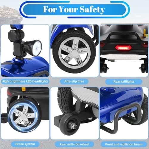 Ecomobi 4-Wheel Mobility Scooter for Adults & Seniors, 350W Electric Powered, 15-45 Mile Range with Removable Battery, 8/9" Tires, Rear Tail Lights, Baskets, Compact Mobility Scooter for Elderly 9