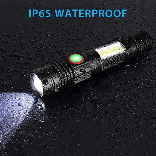 Hoxida Flashlight USB Rechargeable, Magnetic LED Flashlight, Super Bright LED Tactical Flashlight with Cob Sidelight, Waterproof, Zoomable Best Small LED Flashlight for Camping, Emergency Flashlights 8