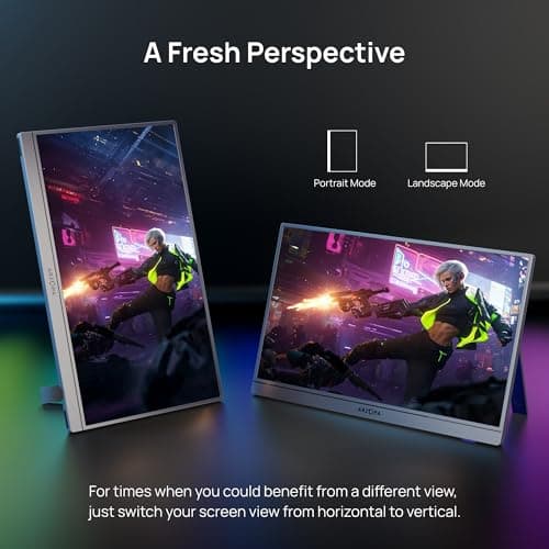 ARZOPA 16.1'' 180Hz 2.5K Portable Monitor, 2560x1440 QHD 107% sRGB Kickstand Portable Gaming Monitor with HDR, Ultra Slim, Eye Care, External Second Screen for Laptop, PC, PS5, Mac, Xbox-Z3FC 6