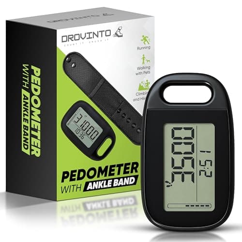 Ankle Pedometer Step Counter for Walking - Distance Counter - Activity Tracker with Clip On for Walking Steps and Miles - Ankle Band & Lanyard & Removable Clip are Included - No App Required