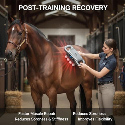 A-MONIES 8 Heads Horse Massage Gun, Equine Percussion Massager, Deep Tissue Horse Recovery Tool, Red Light Heat Therapy, Quiet Adjustable Intensity Muscle Relaxation for Equine Wellness(8 Heads) 4