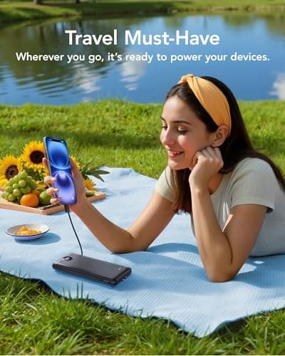 VRURC Portable Charger Power Bank - 10000mAh Fast Charging 22.5W with Wall Plug Slim Portable Charger Built in Cables USB C Portable Phone Charger Travel Accessories -Black(1 Pack) 8