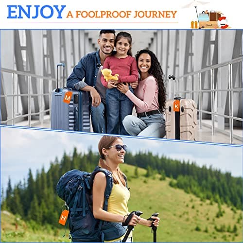 8 Pcs Initial Letter A-Z Luggage Tags Silicone Suitcase Instrument Tag with Name Card and Stainless Steel Loop(Letter L,Orange) 6