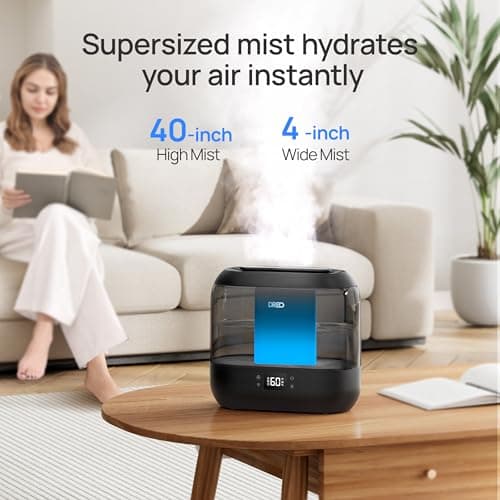 Dreo Smart Humidifiers for Bedroom, Top Fill 4L Supersized Humidifier Large Room with 28 dB, 36H Runtime, Touch/APP/Voice Control, Nightlight, Cool Mist Humidifiers for Baby, Plants, Indoor, Black 5