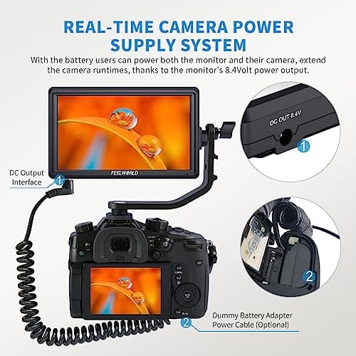 FEELWORLD S55 5.5 inch Camera DSLR Field Monitor Small Full HD 1920x1152 IPS LUT Video Peaking Focus Assist with 4K HDMI 8.4V DC Input Output Professional Video Accessories 6