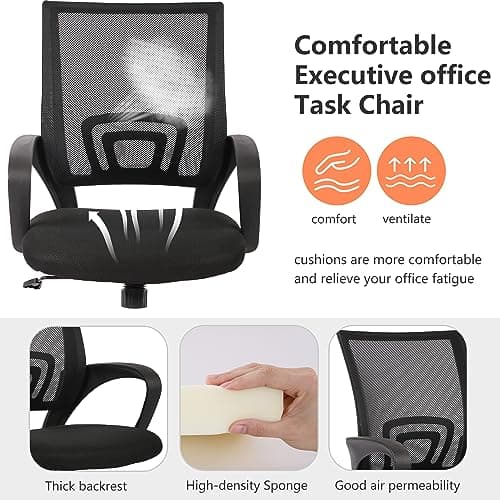 PayLessHere Home Office Chair Desk Computer Chair Adjustable Ergonomic Lumbar Support Armrest Executive with High Density Mesh 360 Degree Swivel Chair for Men Women Adults, Black 7