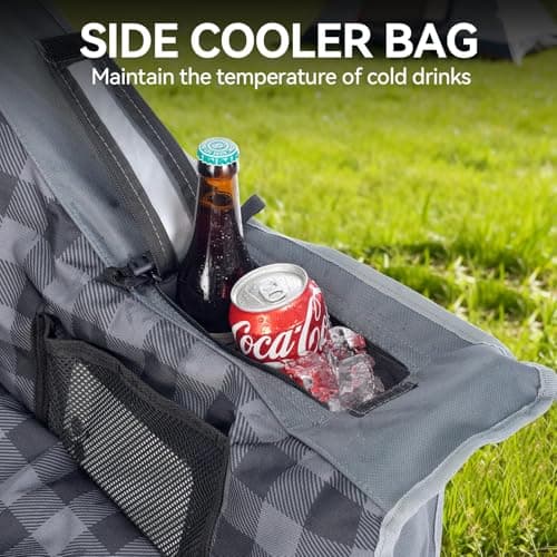 Huskfirm 2 Pack Camping Chairs Oversized Padded Camping Chair Heavy-Duty Foldable Camping Chairs with Cup Holder and Cooler Bag Portable Lawn Chair for Sports Outdoors-Support 450LBS, Grey 8