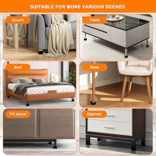 shouwuhho 8 Pack Furniture Risers Adjustable Bed Risers Heavy Duty Lifts Height 1", Square Stackable Bed Risers 1, 2 or 3 Inch for Desk Leg Table Couch Sofa Chair Bed Frame Legs Dorm, Black 6