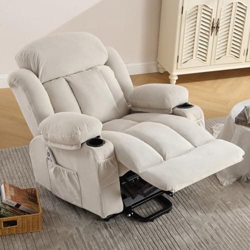 BOSMILLER Power Lift Recliner Chair for Elderly with Vibration Massage and Lumbar Heating Electric Oversized Single Sofa with Cup Holder and USB Charge Port for Living Room 7
