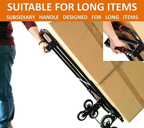 Mecete Hand Truck Dolly – 6 Years in Service – Stair Climbing Cart, Stair Climber Cart 460 Lb Capacity All Terrain Stair Dolly Heavy Duty with Telescoping Handle and 6 Wheels (Black) 2 Climbing Ropes 6