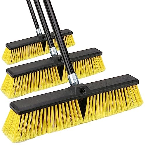 18 Inches Push Broom Outdoor- Heavy Duty Broom with 63" Long Handle for Deck Driveway Garage Yard Patio Concrete Floor Cleaning 7